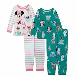 Minnie Mouse Character Kids' 4-piece Cotton Pajama Set Girls 4T New with Tags!